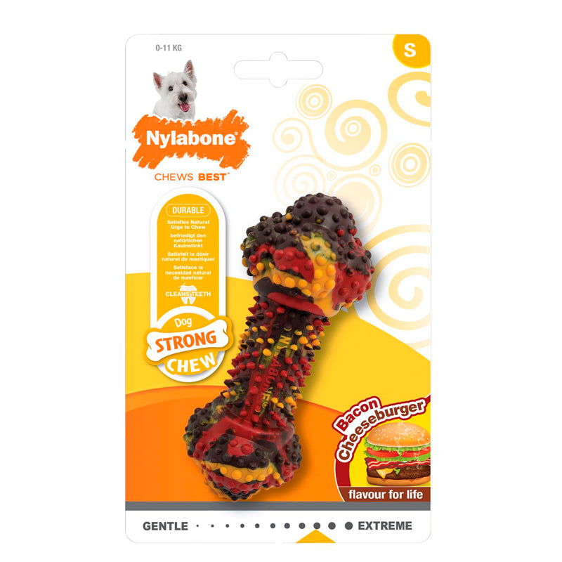 Nylabone Hueso Con Sabor A Hamburguesa Con Queso Y Tocino