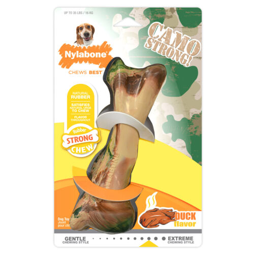 Nylabone Caucho Camo Hueso Fuerte Masticar Perro Juguete Pato Sabor  - Hasta 35 Lb